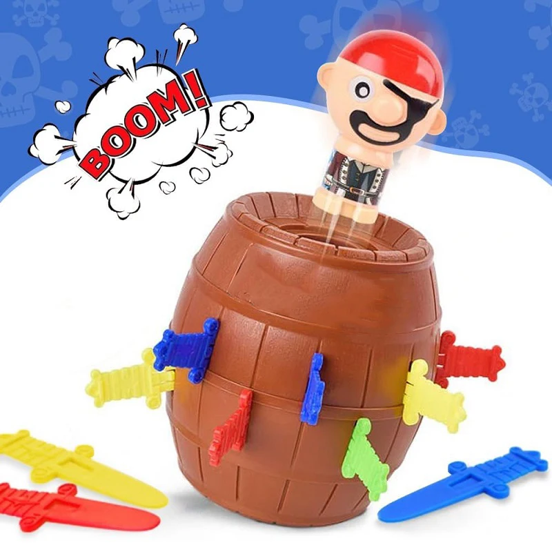 Juguetes para niños, barril de pirata, juego de la suerte, cubo de piratas saltadores, espada emergente, juguete complicado, bromas familiares para regalo de chico