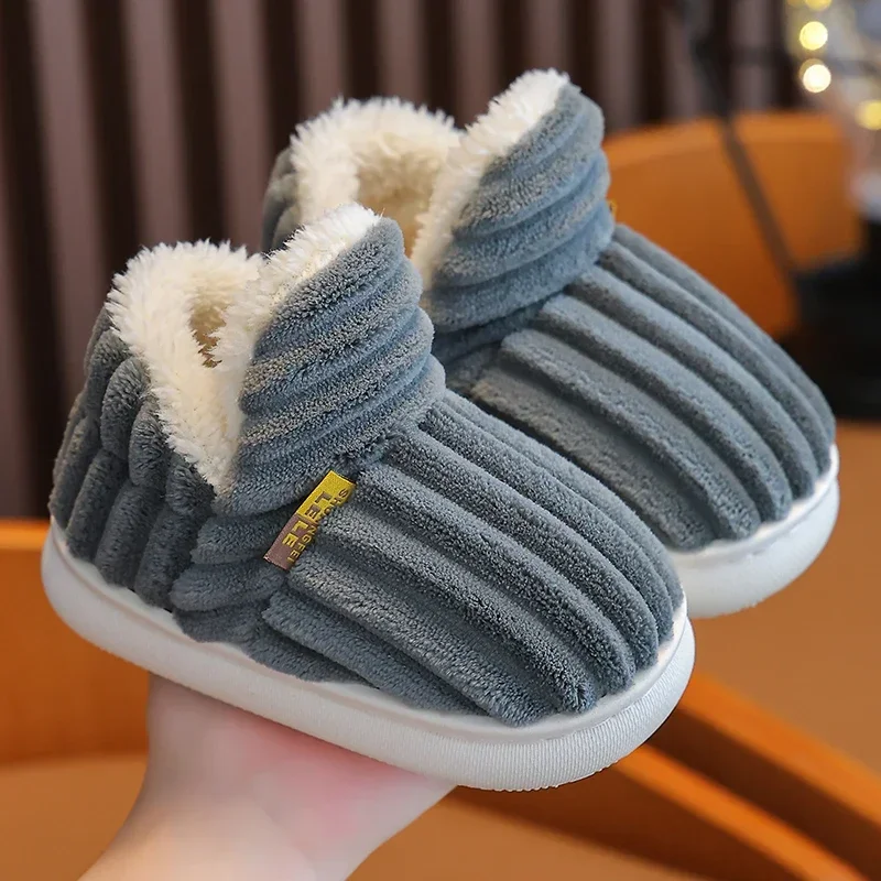 Zapatillas de casa felpa a rayas con suela antideslizante - imagen 5