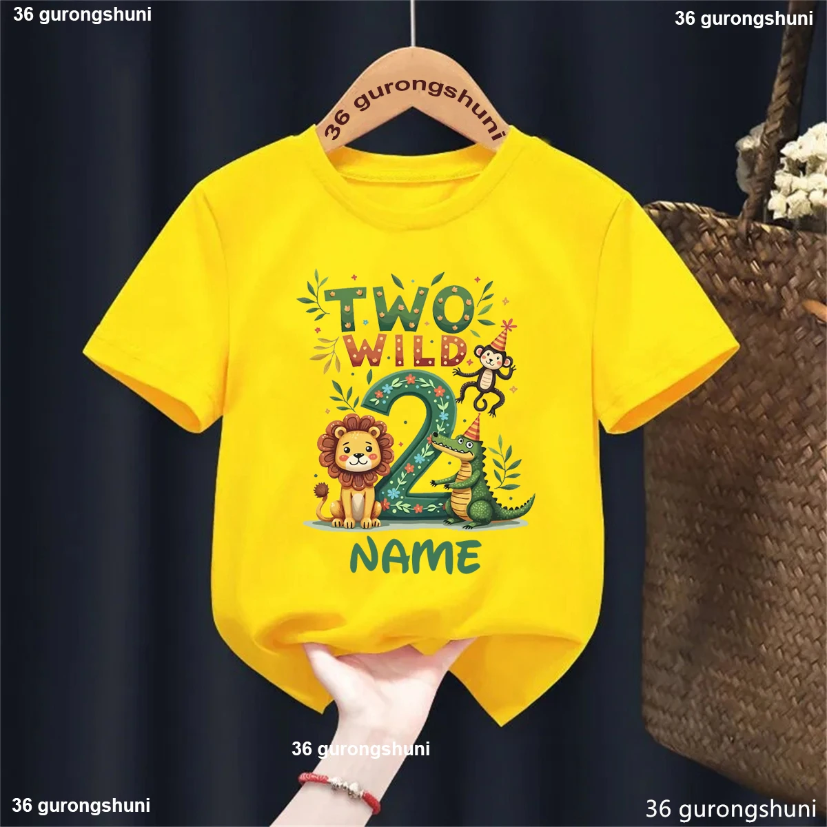 Camiseta infantil de leones, mono y cocodrilo con nombre - imagen 4