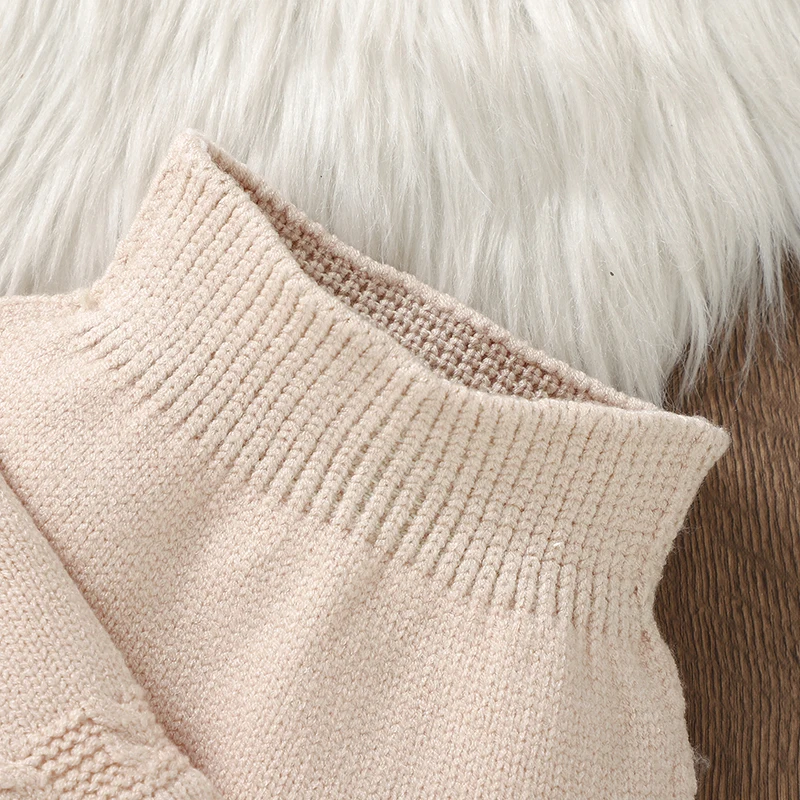 Conjuntos de colores sólidos para niña, suéter de manga larga con cuello de tortuga para otoño e invierno, jerséis y pantalones, ropa, chándal para niño de 0 a 9M - imagen 5