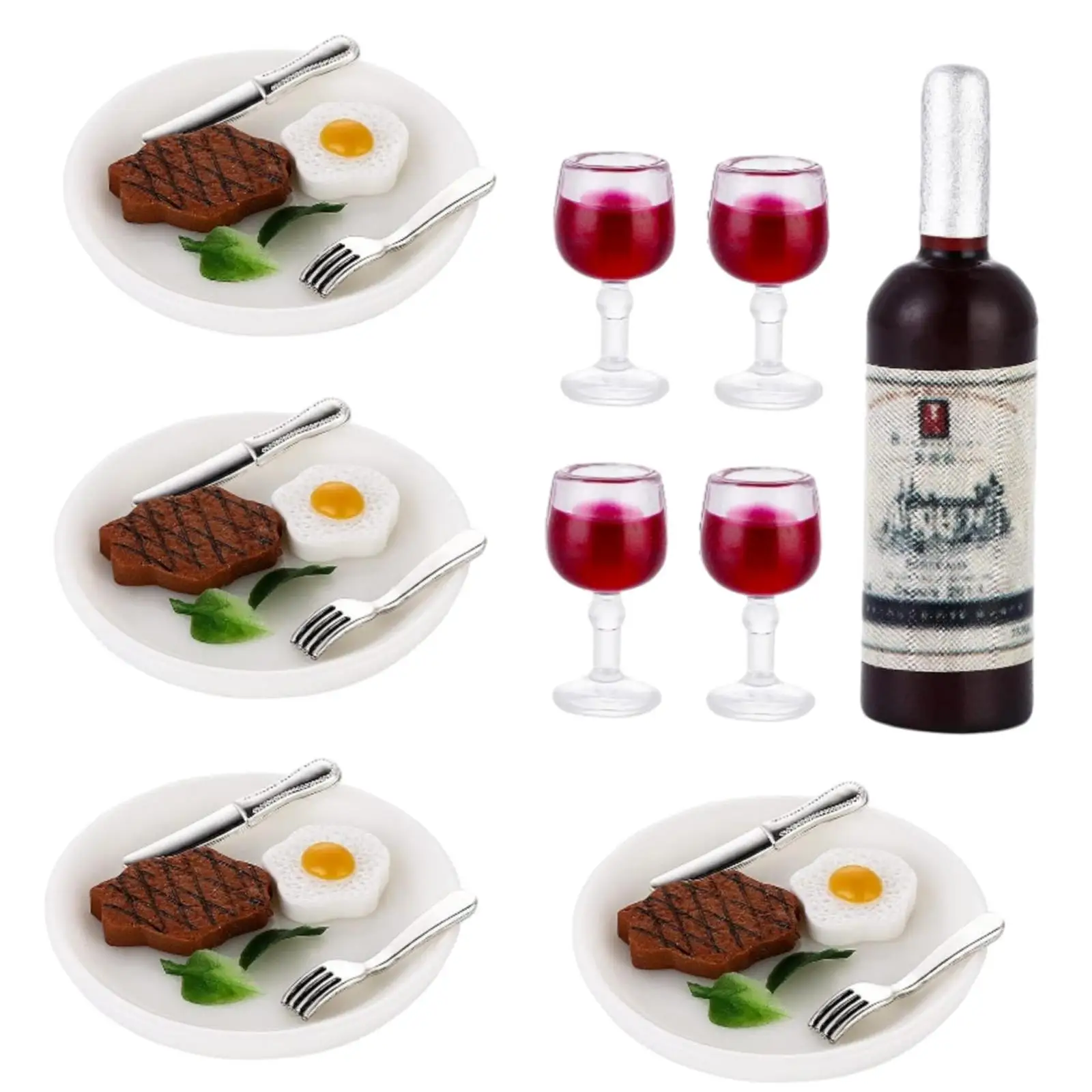 33Pcs Miniature Food Drink Model Doll House Decor Set Pretend Play Mini Wine Bottles for Kitchen Dollhouse Dining Room Ornaments