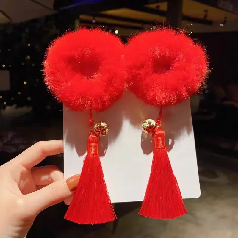 Diadema de anillo rojo Suda para niña, tocado de moda para niña, Año Nuevo Chino, círculo para el cabello, accesorios para vacaciones - imagen 4