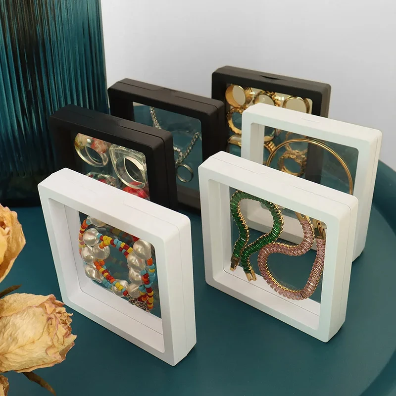 Organizador de joyas transparente con soporte flotante 3D de pie - imagen 3