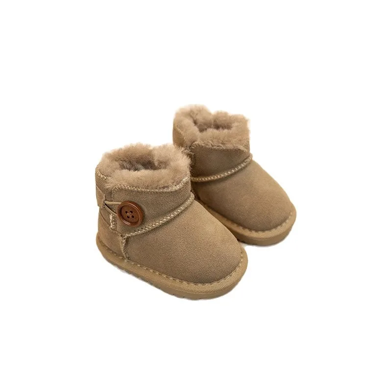 Bota de nieve para niños de invierno 2025, nueva bota plana para bebés, botas cortas informales versátiles antideslizantes a la moda para niños y niñas - imagen 5