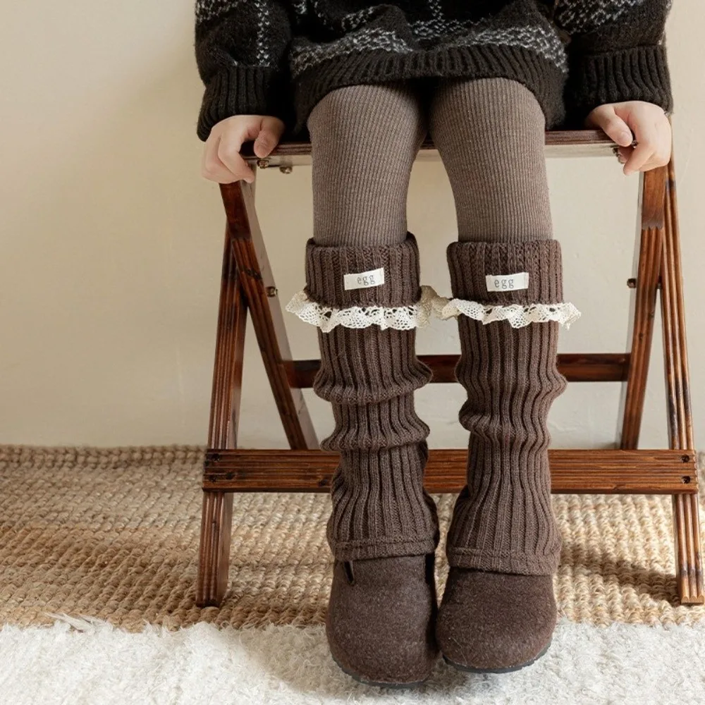 Lindos calentadores de piernas gruesos para niñas, calcetines tejidos de media pantorrilla de Lolita, calcetines cómodos para mantener el calor para niños, Otoño e Invierno - imagen 3