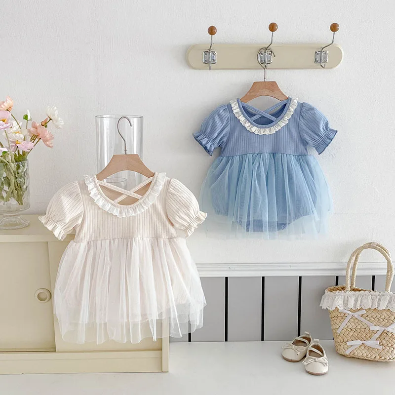 MILANCEL nuevo Body de verano para bebé, mono de encaje con tiras dulces para niñas de 0 a 3T, vestido de princesa transpirable para niños pequeños - imagen 3