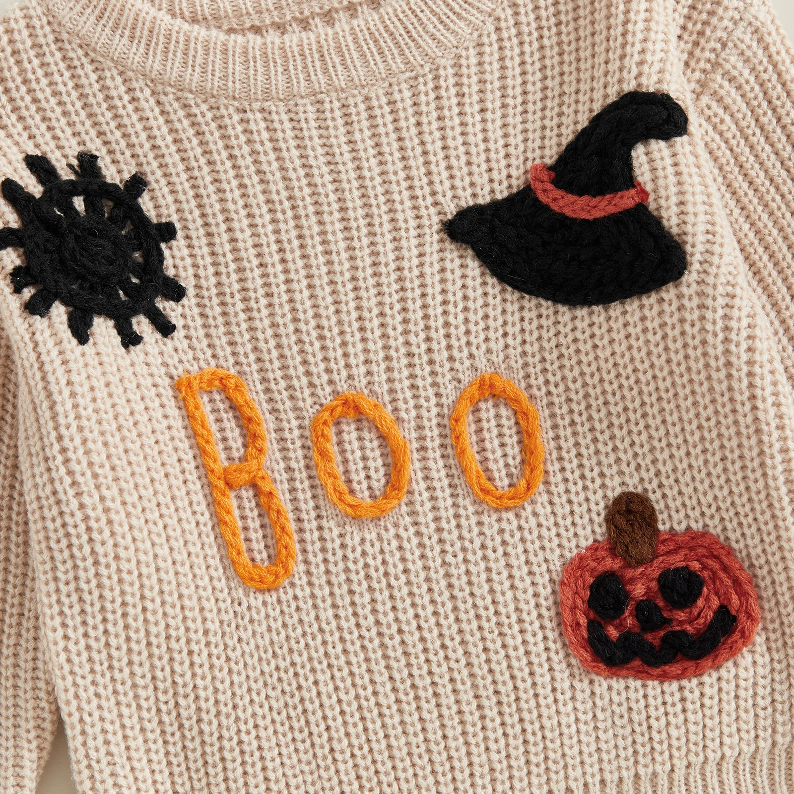 VISgogo Suéter Halloween niñas pequeñas bordado divertido - imagen 5