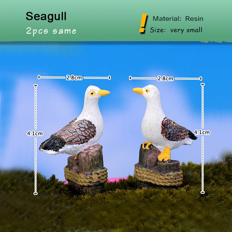 Pássaro Gaviota loro estatuilla en miniatura decoración Mini loros pájaros Hada jardín estatua de Animal simulación artesanía de resina hogar coche - imagen 3