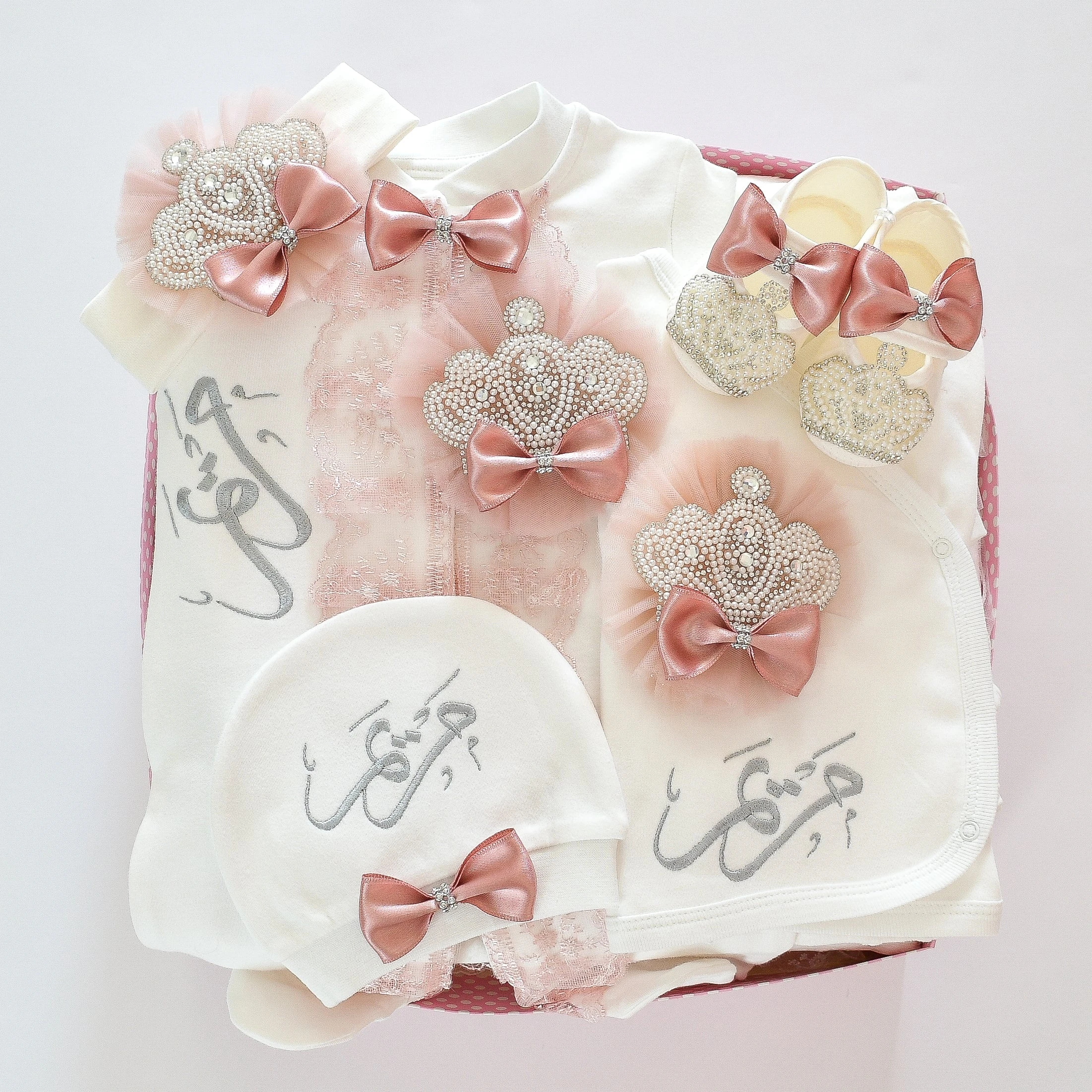 Dollbling-Juego de regalo para bebé, bordado con nombre Parajam Royal UK, juego de cama de algodón para recién nacido, manta receptora, traje de fotografía - imagen 4