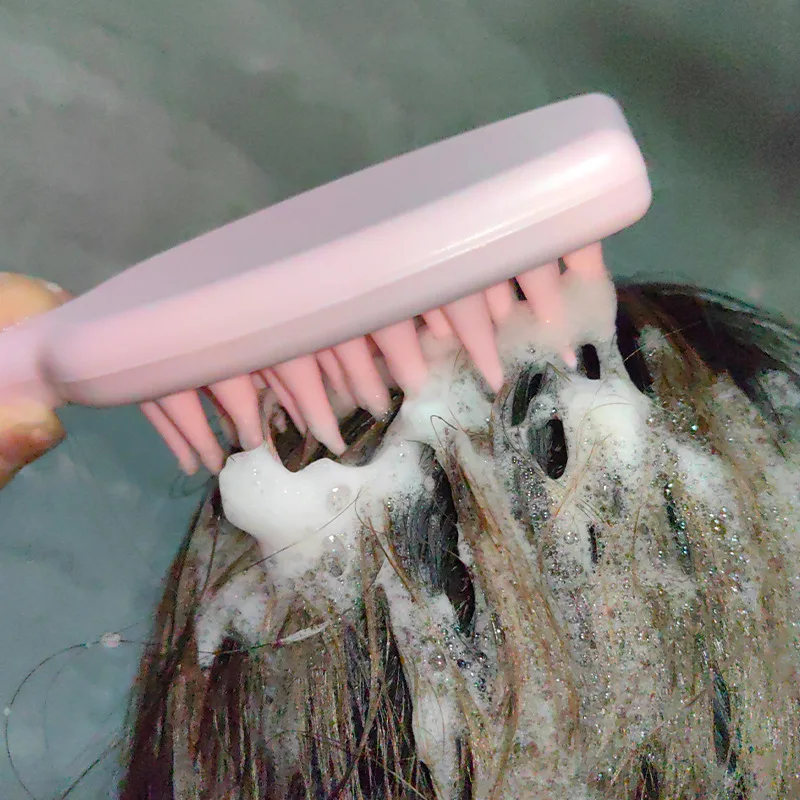 Cepillo de masaje del cuero cabelludo de silicona de mango largo para mujeres, peine suave para lavar el cabello para una limpieza profunda, herramienta perfecta para el cuidado del cabello en el hogar - imagen 2