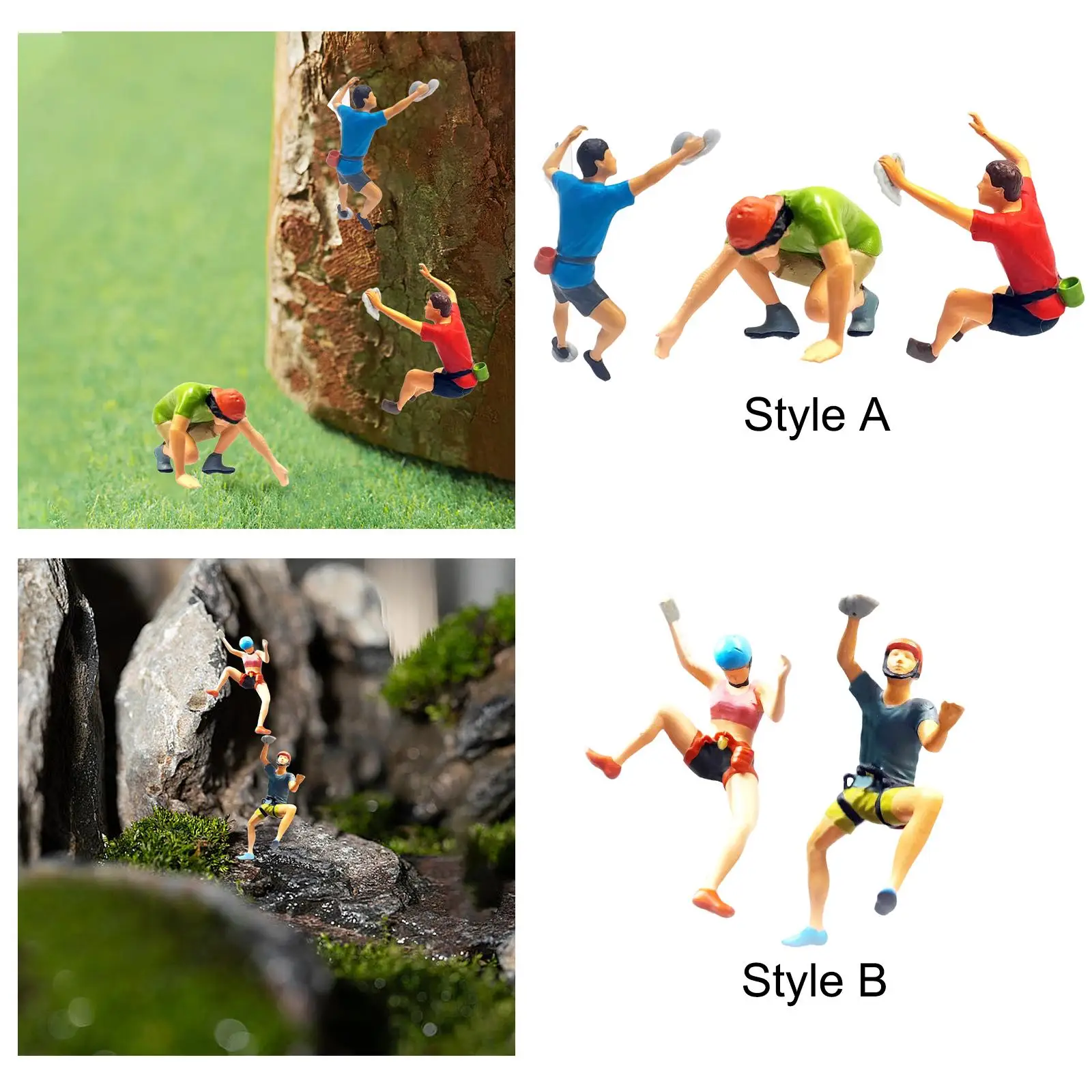 1/64 Rock Climbing Figures Miniature Desktop Ornament Train Railway Hand Painted