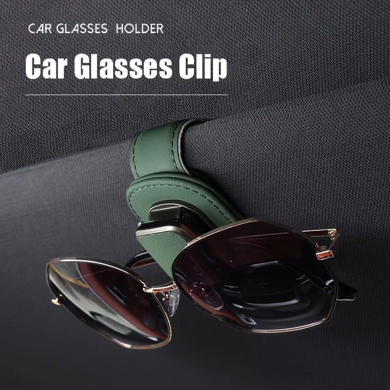 Clip universal de cuero PU para gafas en el coche – Fácil instalación