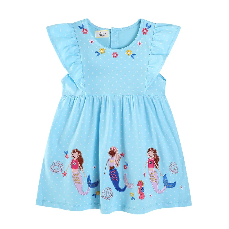 Vestido de princesa sirena con encaje bordado para niñas
