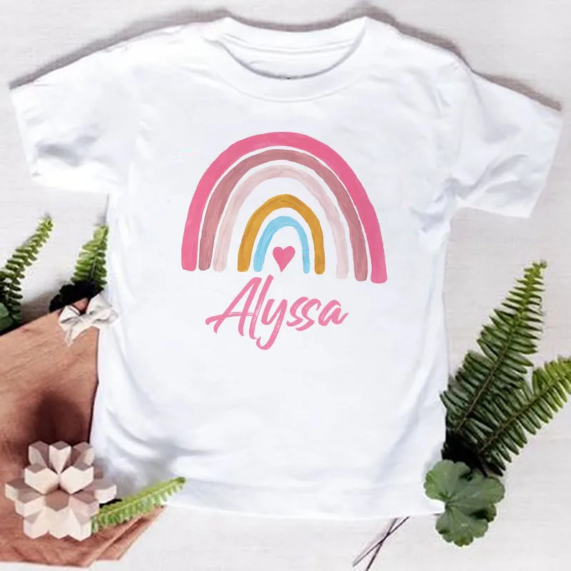 Camiseta personalizada de arcoíris con nombre para niños y niñas, ropa personalizada para niños, camisetas para bebés, camisetas para niños pequeños - imagen 3