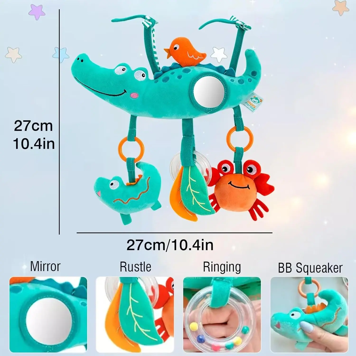 Set regalo bebé con cochecito, peluche sonoro y arco de juguetes - imagen 3