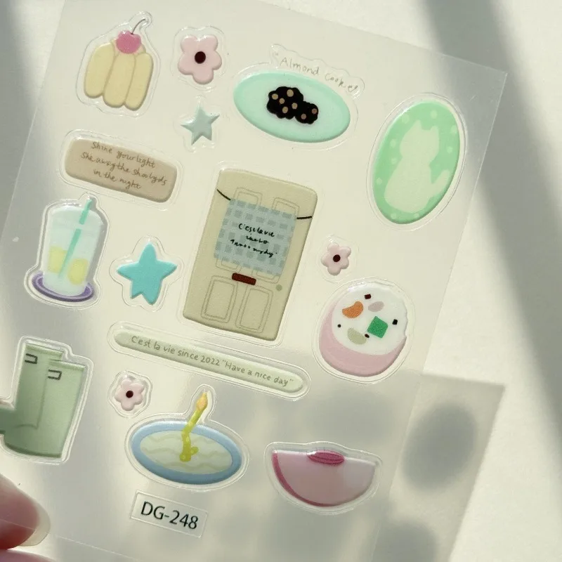 1 hoja de pegatina de gelatina para ordenador portátil, decoración de tarjetas de papel para Ipad, pegatinas bonitas, suministros de arte Kawaii