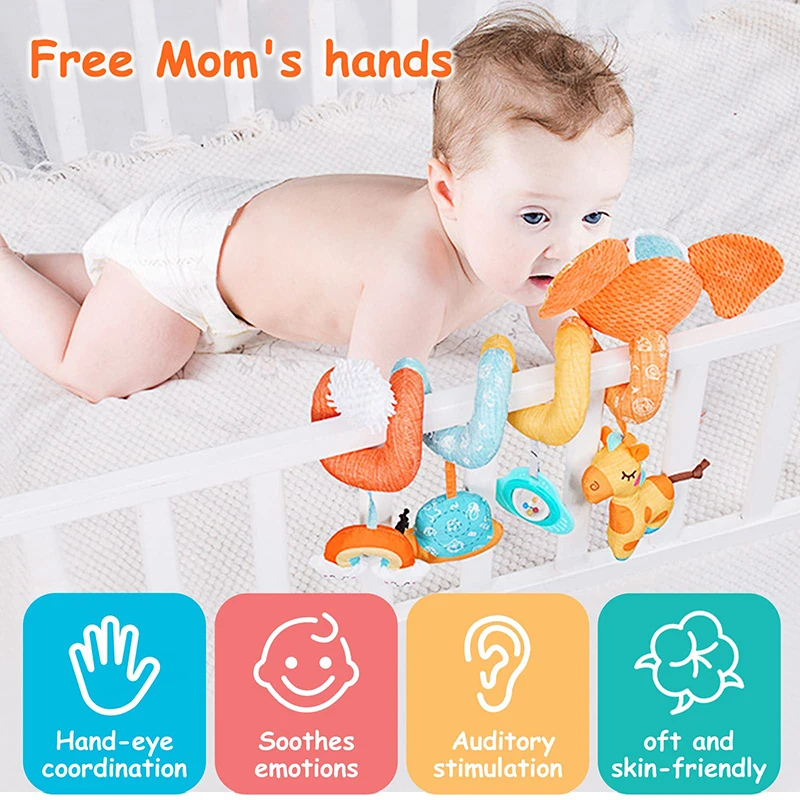 Juguetes para asiento de coche, cochecito de elefante de Color infantil, actividad en espiral elástica, juguetes colgantes para bebé para cuna, juguete sensorial móvil para recién nacido, regalos - imagen 5