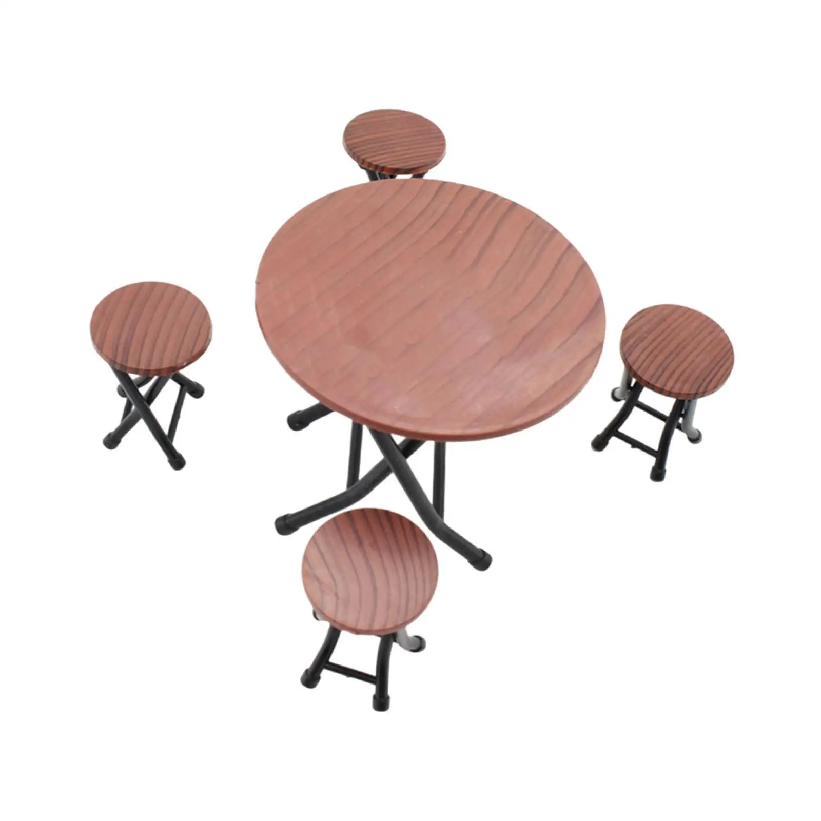 1:12 Scale Dollhouse Desk Chair Simulation Life Scene Dining Round Table Set