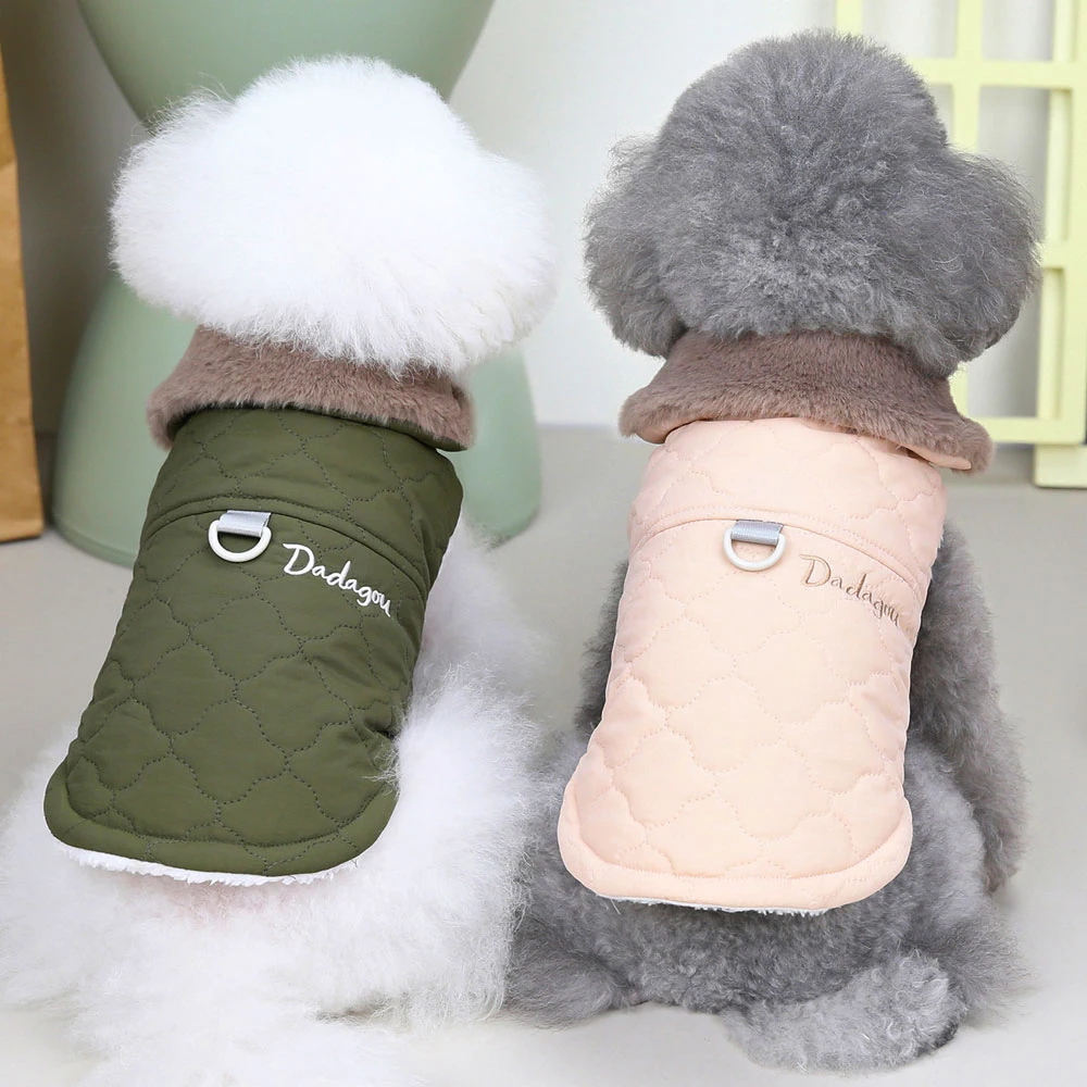 Ropa de invierno para mascotas, abrigo supercálido para perros pequeños con cuello de piel, trajes de algodón para mascotas, chaqueta impermeable, chaleco para Bulldog Francés