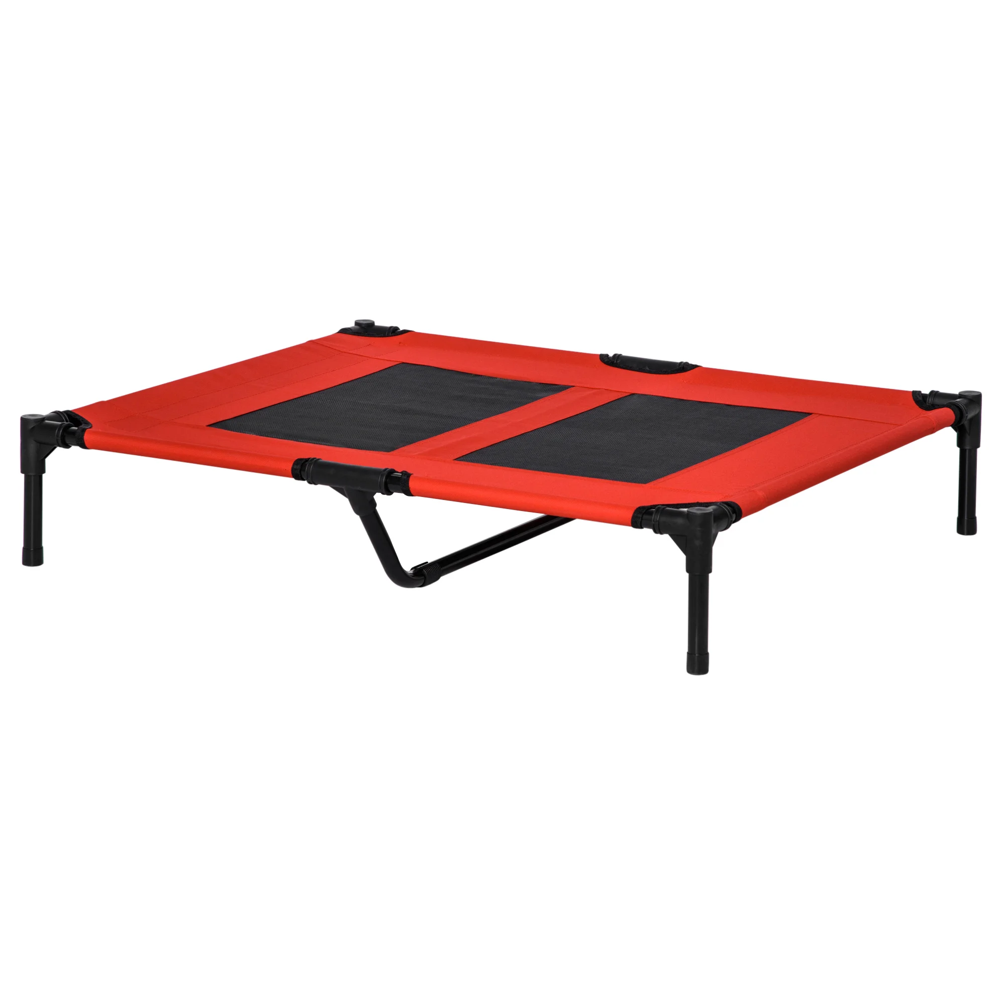 PawHut Cama Elevada para Perros Cama de Mascotas con Malla Transpirable y Tela Oxford para Jardín Terraza 91,5x76,2x18 cm Rojo