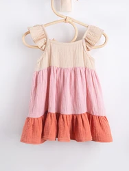 Vestido veraniego de algodón para bebés con mangas volantes