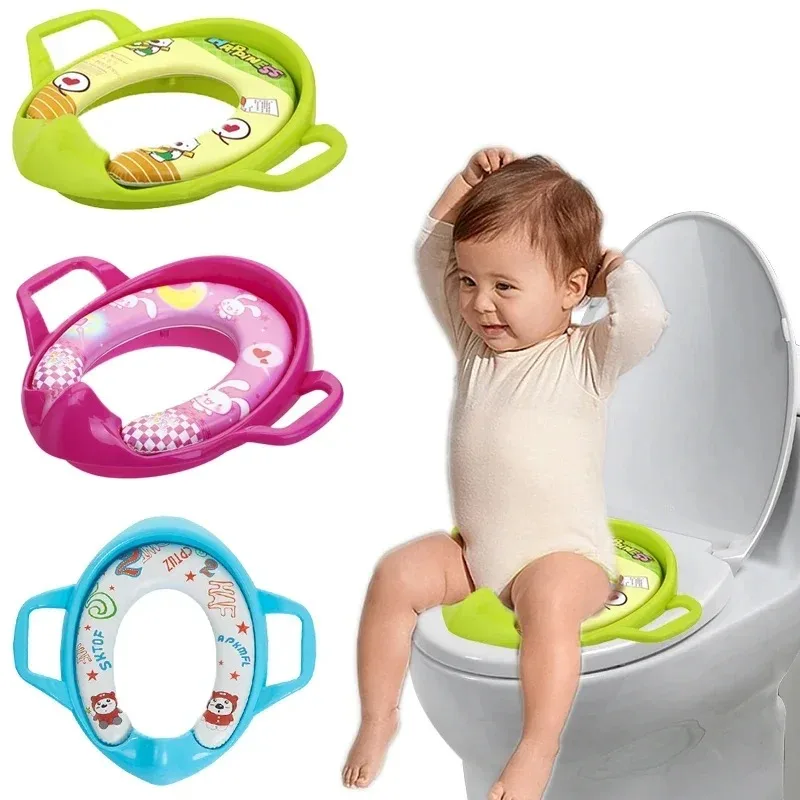 Asiento de inodoro para niños, asiento suave de dibujos animados, silla de entrenamiento portátil para bebés, estera de cojín para urinario para niños