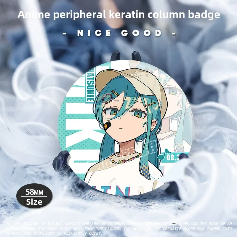Hatsune Miku Weißblech Pin Kreative Runde Anime Brosche Anstecknadel Mode Abzeichen Cartoon Schmuck Geschenk für Kinder Freunde Geschenke Neu - imagen 3