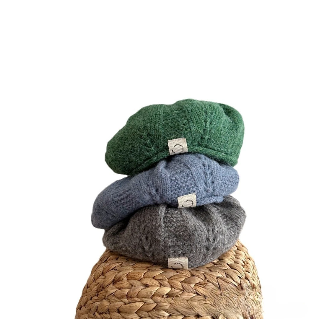 Boina de lana punto unisex para niños – Retro otoño invierno - imagen 5