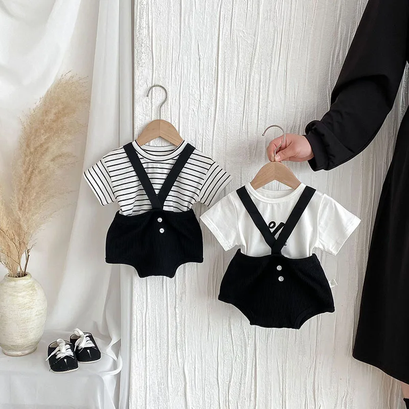 MILANCEL Conjunto de verano para bebé a rayas con letras - imagen 4