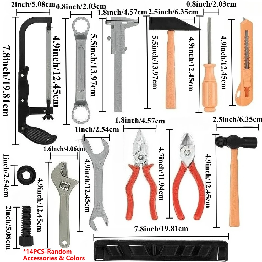 Juego de herramientas de reparación de simulación de juguetes para niños, herramientas de mantenimiento de plástico seguro para niños, destornillador, pinzas de martillo, juguete para juego de imitación - imagen 2