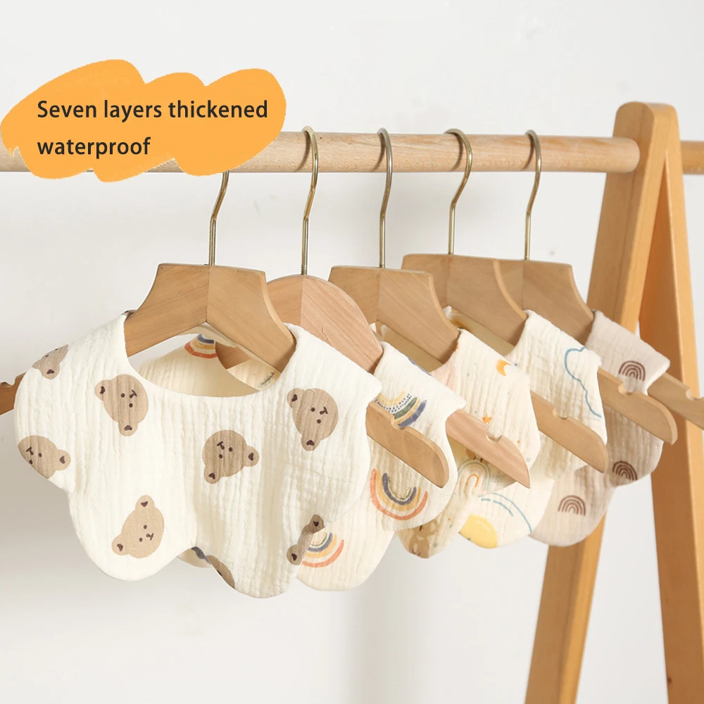 Baberos impermeables gruesos para bebé, toalla de Saliva con estampado de dibujos animados de algodón de 7 capas, paños para eructar para recién nacido, babero de alimentación para niño y niña, nuevo - imagen 3