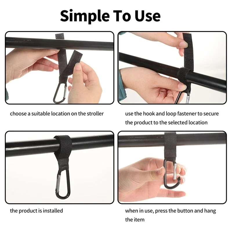 Gancho mosquetón de aluminio para cochecito – Bolsa organizadora de pañales - imagen 4