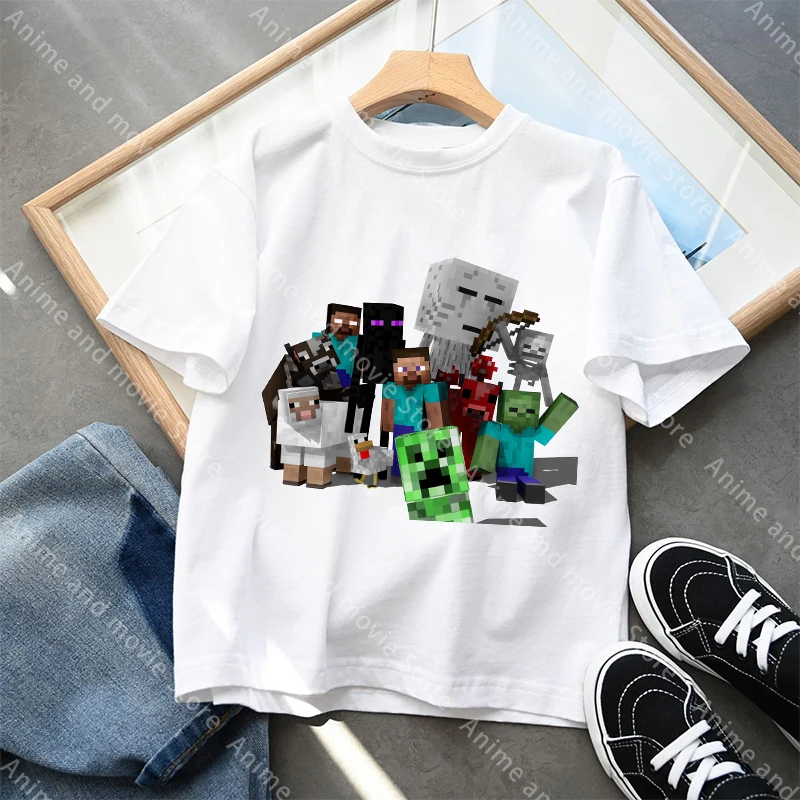 Camiseta Minecraft manga corta para niños – Ideal verano