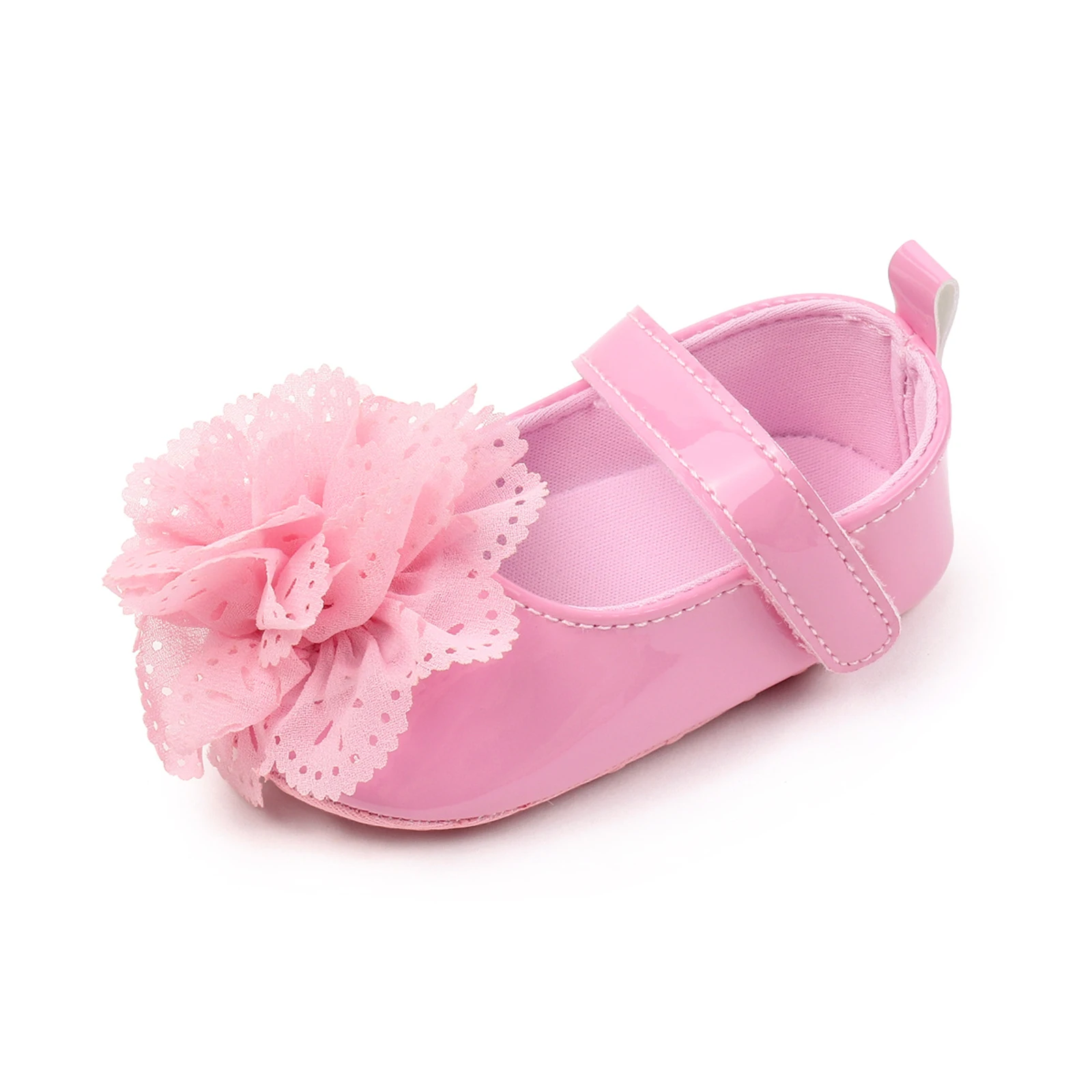 SUNSIOM Zapatos planos Mary Jane para niñas de 0 a 18 meses, zapatos de boda infantiles con flores grandes en 3D, zapatos antideslizantes para cuna para recién nacidos - imagen 4