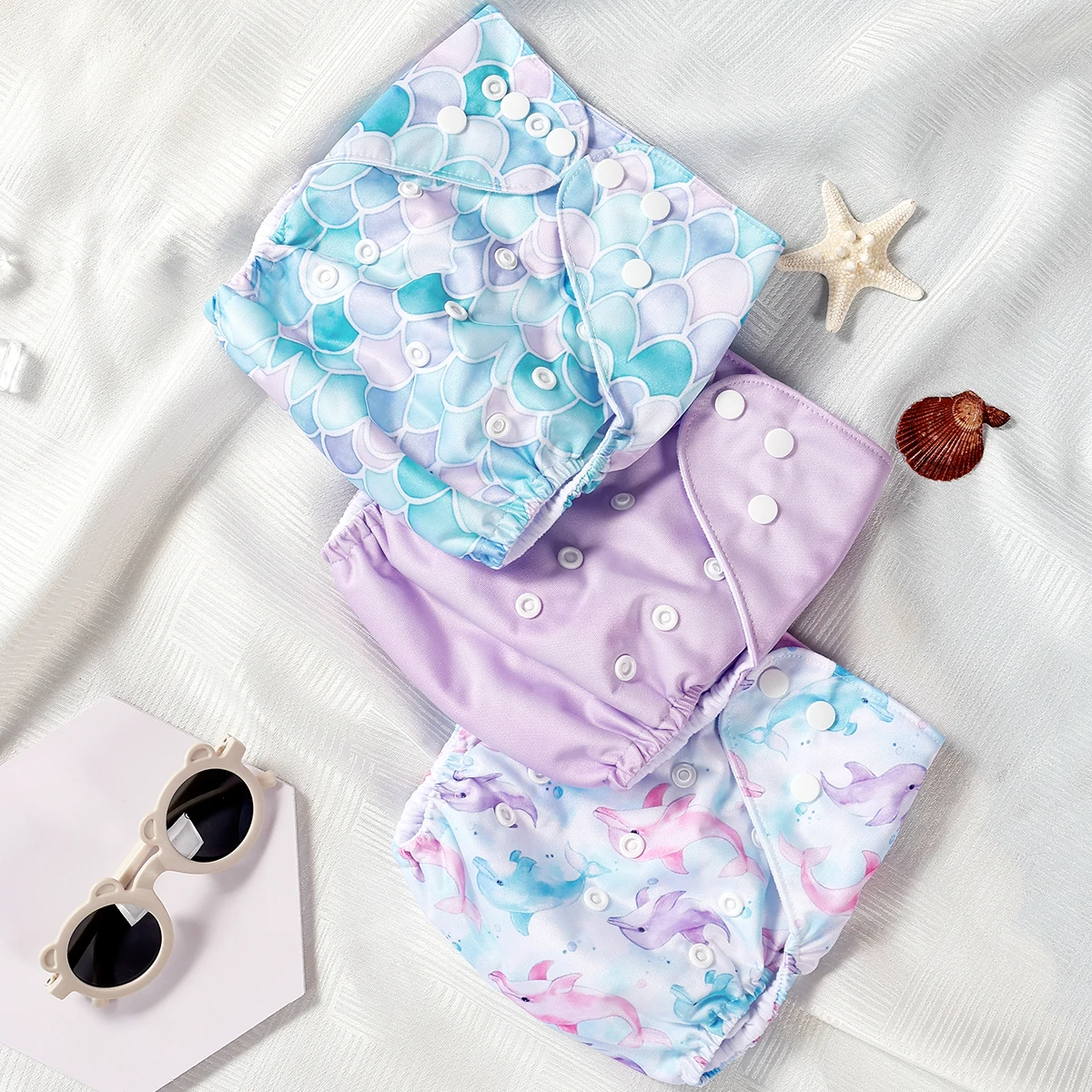 Pañales lavables de tamaño ajustable, suaves, agradables para la piel, transpirables, para bebés de 3 a 15kg, 3 uds.