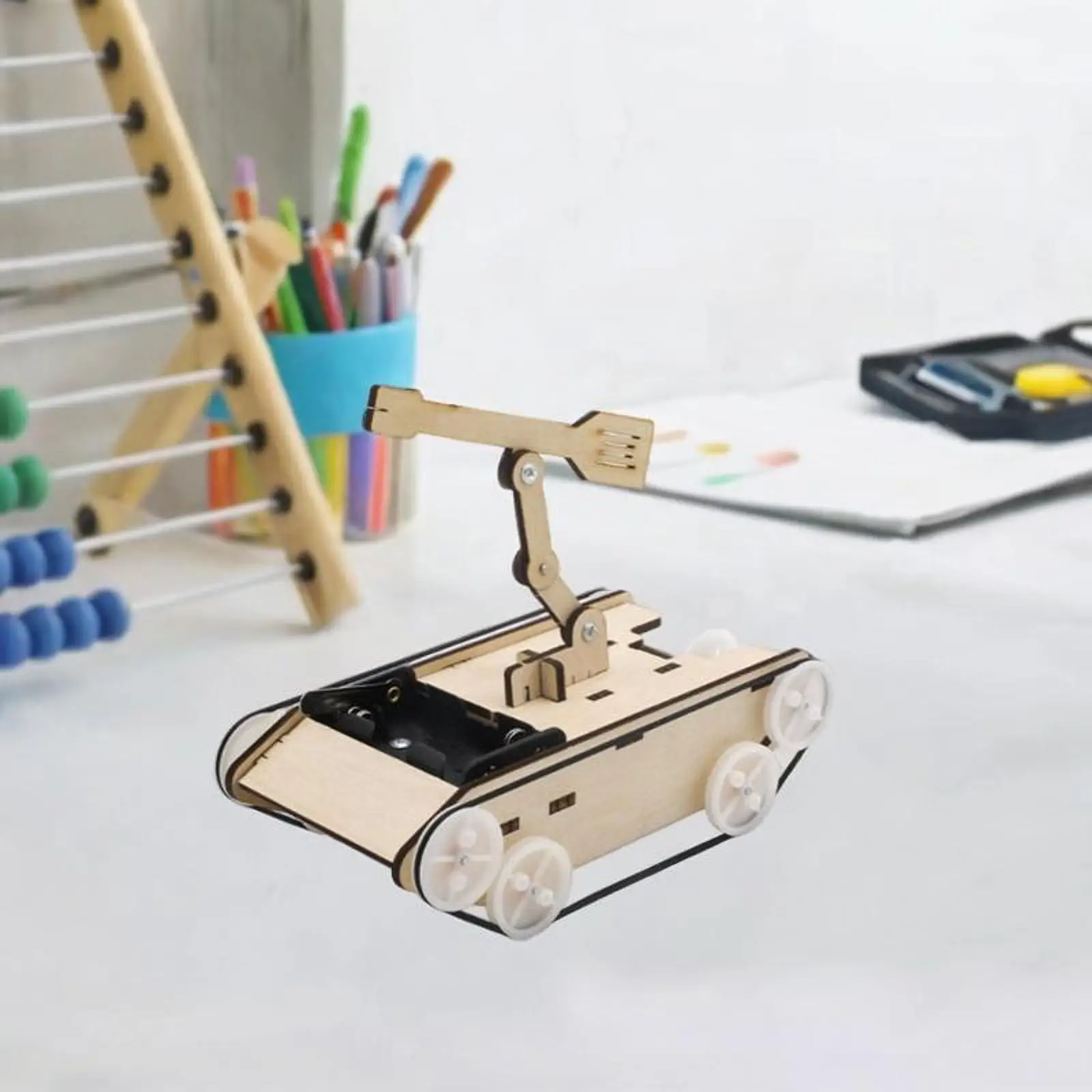 Electric Tank Model Toy 3D Wooden Assemble Toy Easy Assembly Building Kit Toy Stem Projects Toy for Teaching Aids Boys Girls
