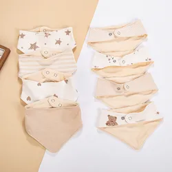 Babero de felpa de algodón para bebé con dibujos y broches ajustables
