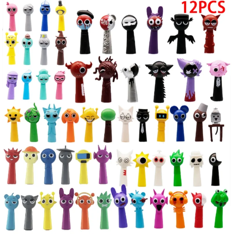 Juego de 12 Uds. De Figuras divertidas de Sprunki, modelo de 6-8cm de PVC, juego Sprunki, figuras de acción y juguete de Anime, juguetes de dibujos animados para niños, regalos de cumpleaños