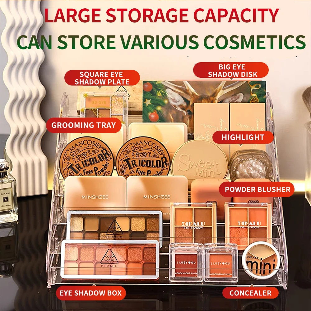 Estante de almacenamiento de adornos pequeños con escalera transparente, estante de almacenamiento multifuncional para exhibición de insignias, estante de exhibición acrílico, joyería, - imagen 2