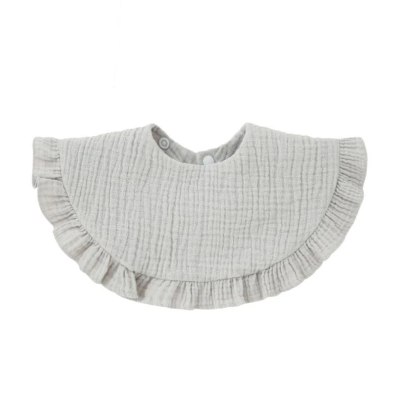 Babero bebé M76C para niño y niña, babero algodón transpirable, paño para eructar con botón a presión 2 etapas, Bandana - imagen 5