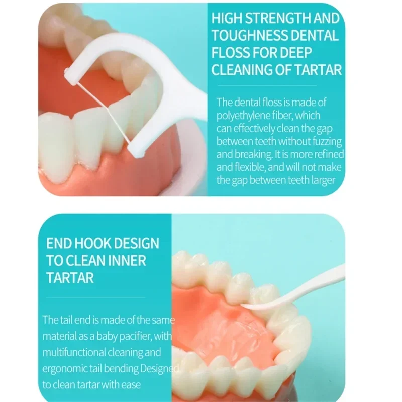 Elige el cuidado de la higiene bucal ﻿   30/300/600 Uds cepillo palillo de dientes hilo Dental palillos de hilo Dental limpios entre los dientes interdentales - imagen 4