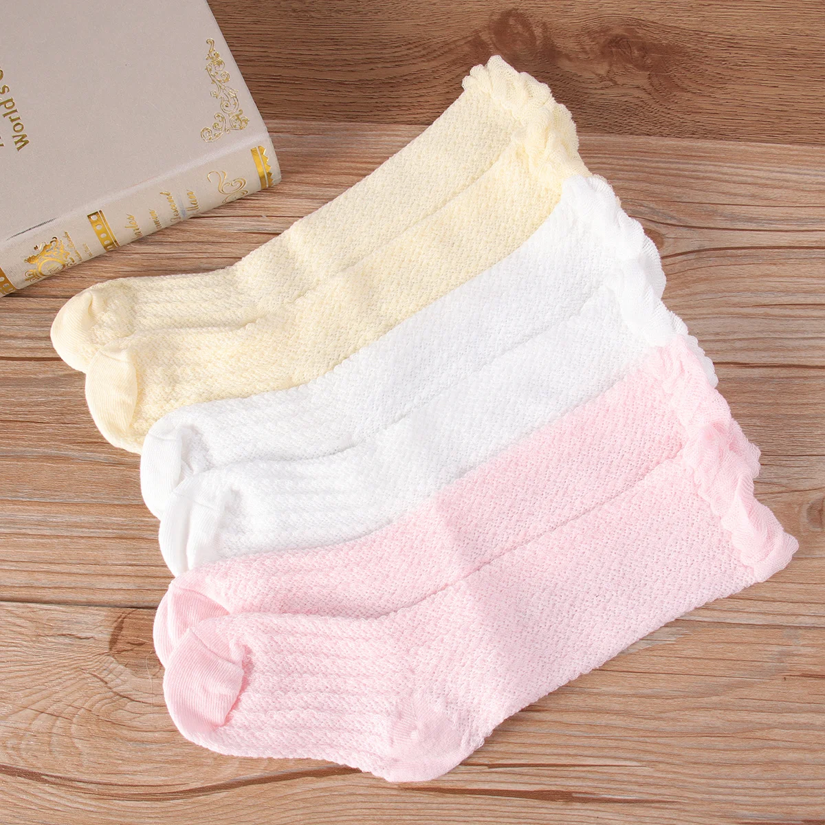 3 pares de calcetines largos con mosquitera para bebé, calcetines transpirables suaves antideslizantes de algodón para bebé de 0 a 1 años, colores surtidos - imagen 5