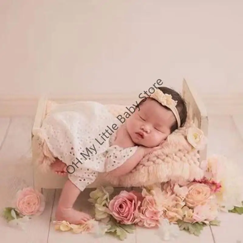 M76C atrezos para fotografía bebés manta para recién nacidos envolturas punto elástico Color sólido - imagen 5