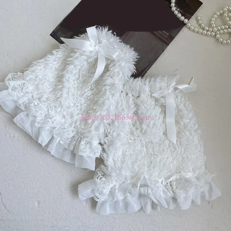 R6FD Niños Dobles capas Dobles calcetines Bowknot calcetines cálidos y elegantes elegantes para niñas para niñas - imagen 2