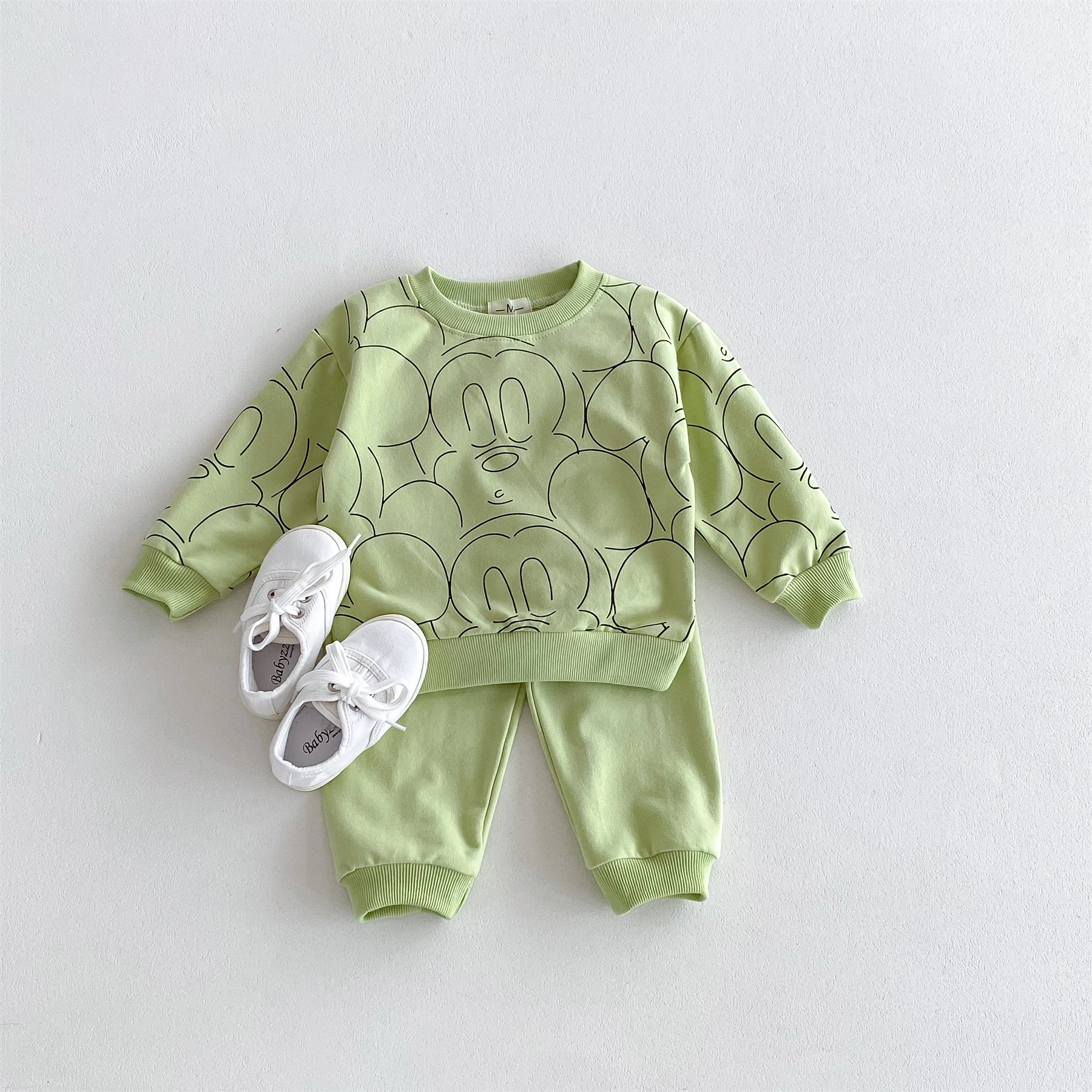 Color sólido de dos piezas niños Mickey Mouse Sudadera con capucha pantalones de chándal trajes niño 2025 otoño disfraz niños niñas chándales de manga larga - imagen 3