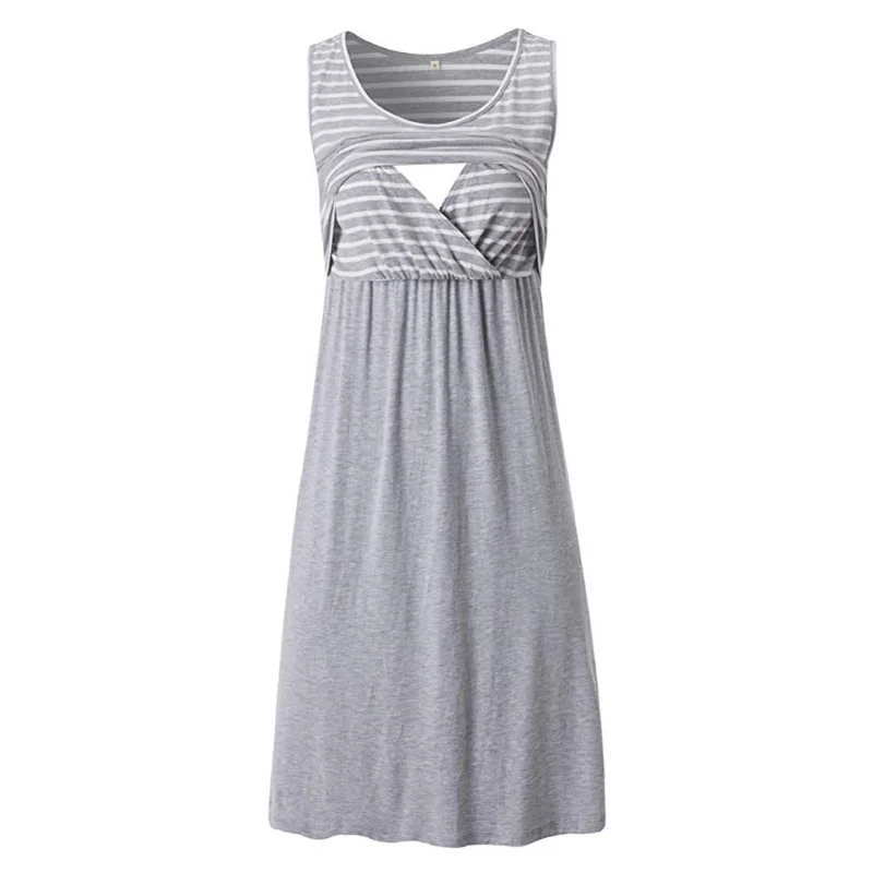 Vestido de maternidad a rayas: verano, suelto y sin mangas, cómodo - imagen 4