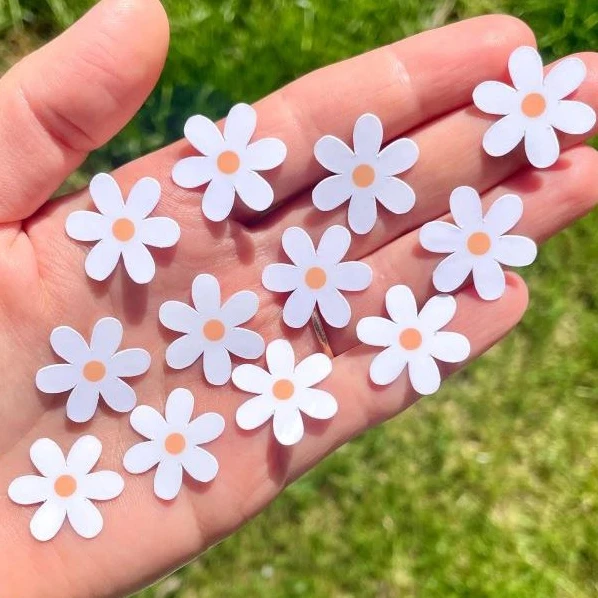 Mini pegatinas impermeables de Margarita blanca, pegatinas para botellas de agua, paquete de pegatinas de flores para teléfono