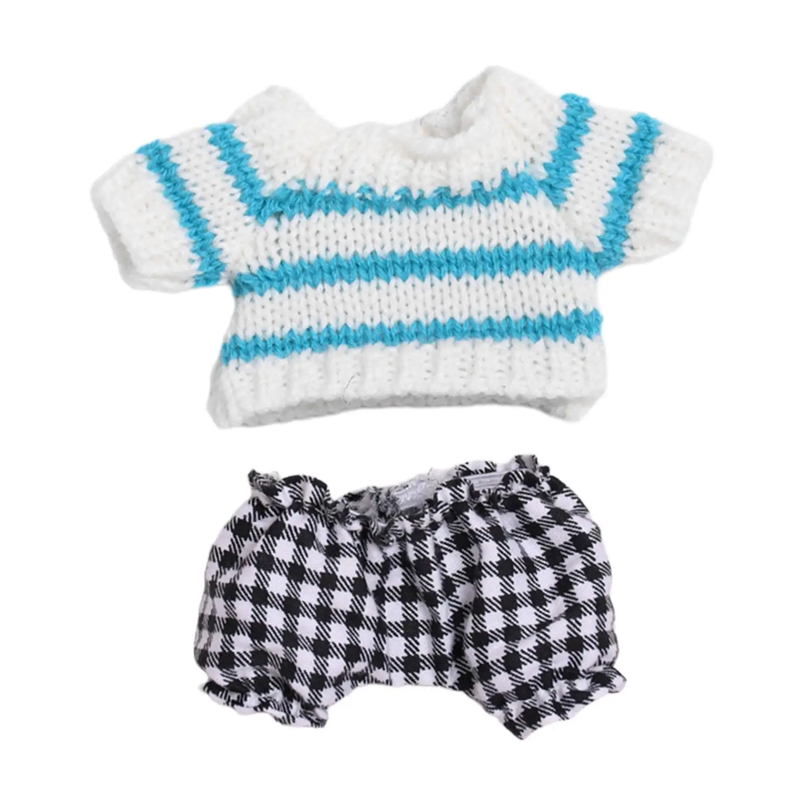 2 Pieces Fashion Dolls Striped Sweater with Pants for 15-17cm Boy Dolls New Year Gifts