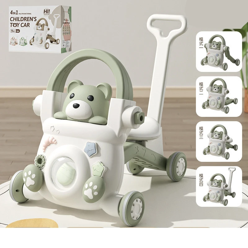 Andador multifunción 4 en 1 para bebés, carrito de cuatro ruedas para niños pequeños, juguetes para aprender a caminar, coche de equilibrio infantil