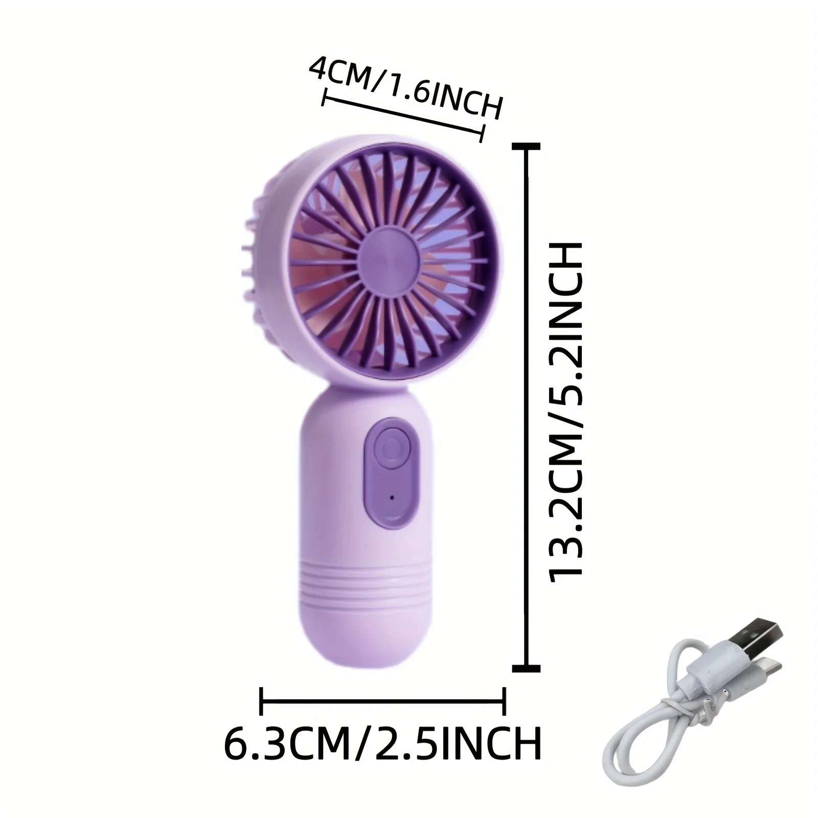 Mini ventilador portátil, pequeño ventilador de mano, carga USB, ventilador de mano de 3 velocidades adecuado para oficina, viajes al aire libre y camping - imagen 4